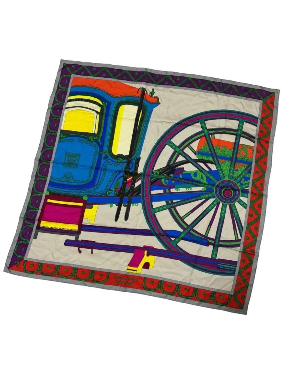 Hermes Carre 90 Balade en Berline Roulis on a Carriage Scarf